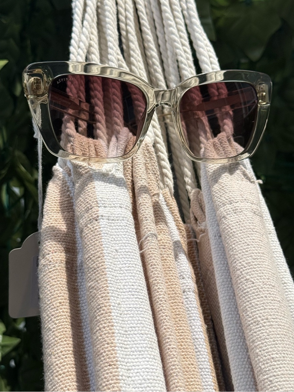 Aspinal of London Women’s Clear Green Frame Sunglasses w/ Brown Gradient Lenses